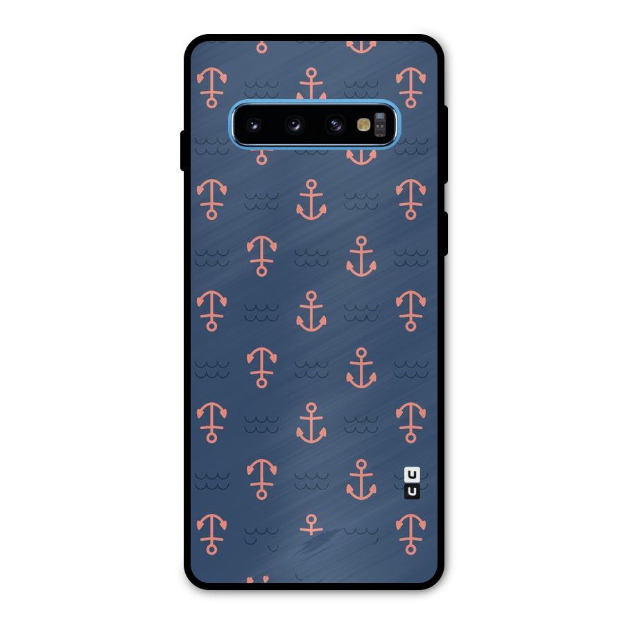 Anchor Sea Blue Metal Back Case for Galaxy S10