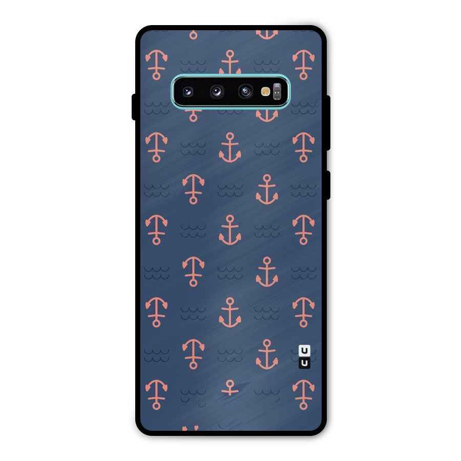 Anchor Sea Blue Metal Back Case for Galaxy S10 Plus