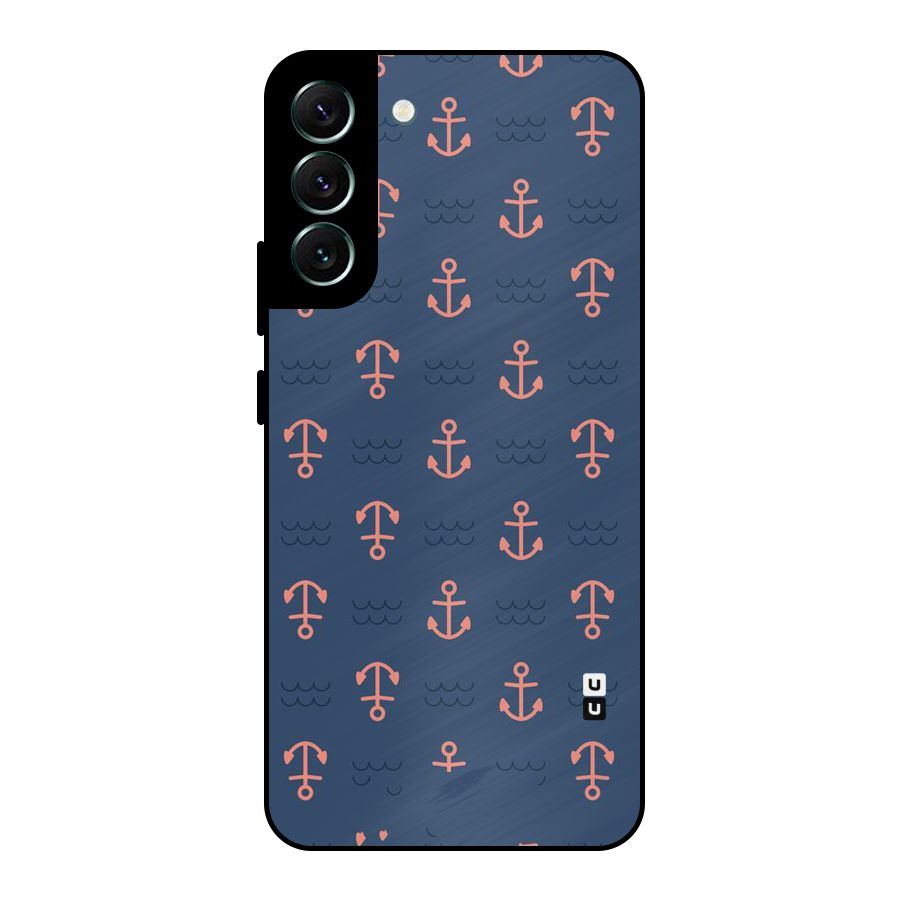 Anchor Sea Blue Metal Back Case for Galaxy S22 Plus 5G