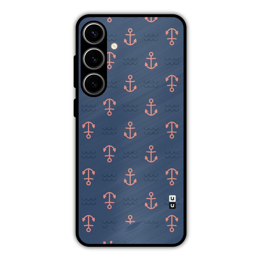 Anchor Sea Blue Metal Back Case for Galaxy S24 Plus