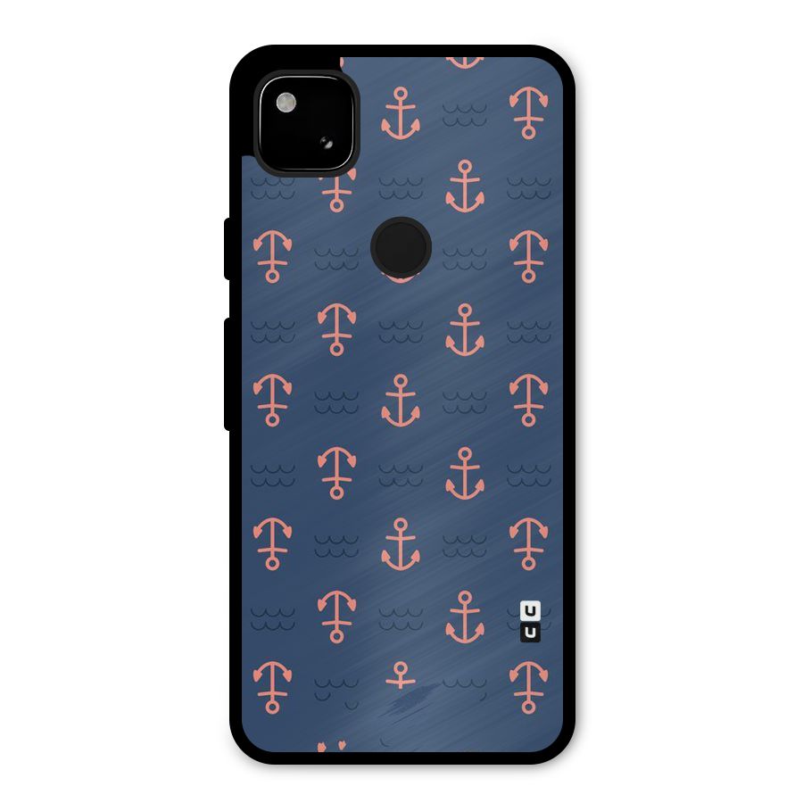 Anchor Sea Blue Metal Back Case for Google Pixel 4a