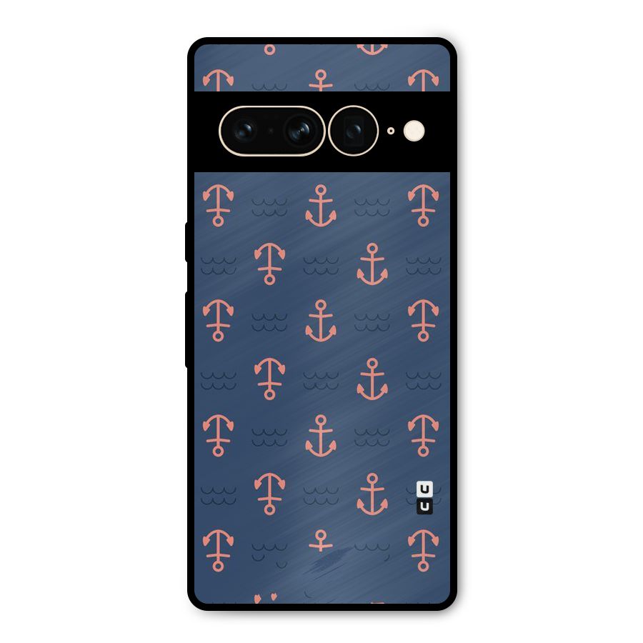 Anchor Sea Blue Metal Back Case for Google Pixel 7 Pro