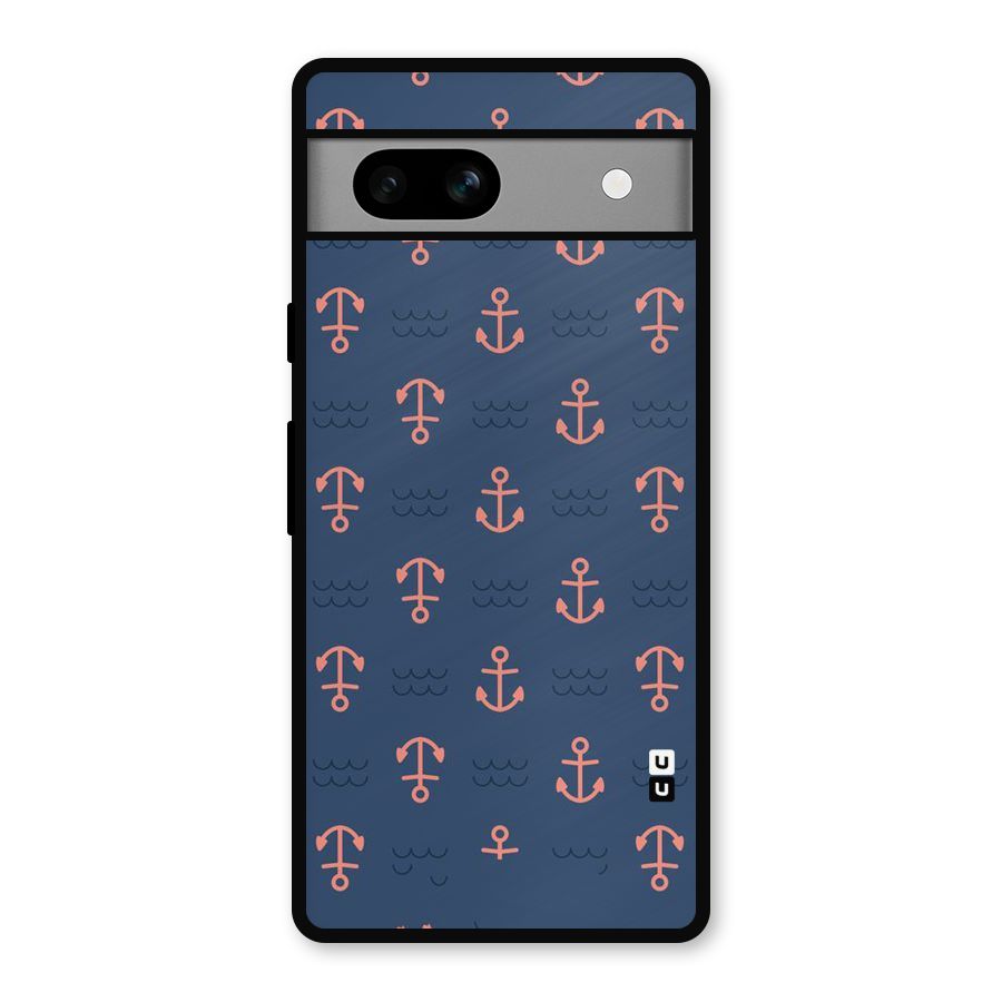 Anchor Sea Blue Metal Back Case for Google Pixel 7a