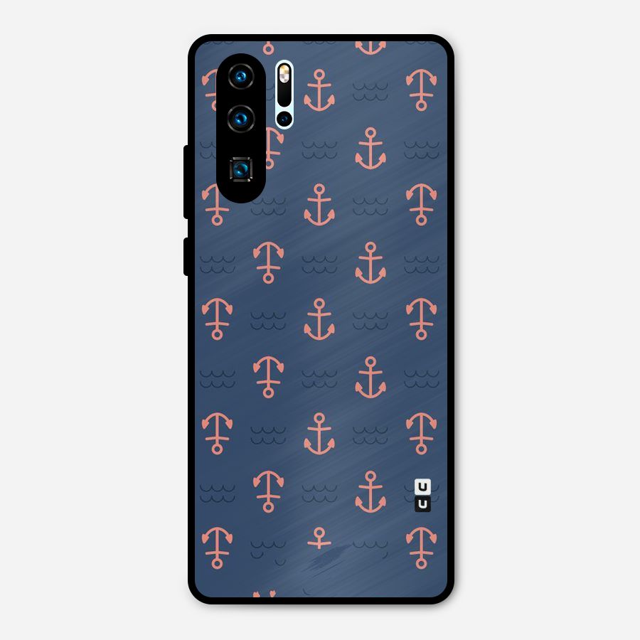 Anchor Sea Blue Metal Back Case for Huawei P30 Pro