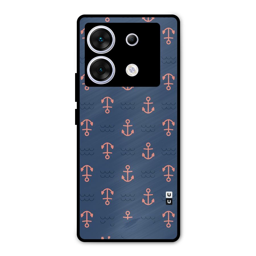 Anchor Sea Blue Metal Back Case for Infinix Zero 30 5G