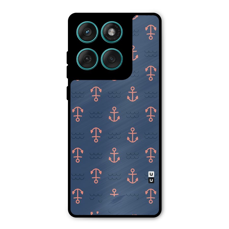 Anchor Sea Blue Metal Back Case for Motorola Edge 60 Fusion