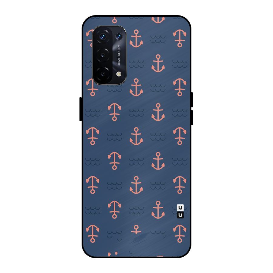 Anchor Sea Blue Metal Back Case for Oppo A74 5G