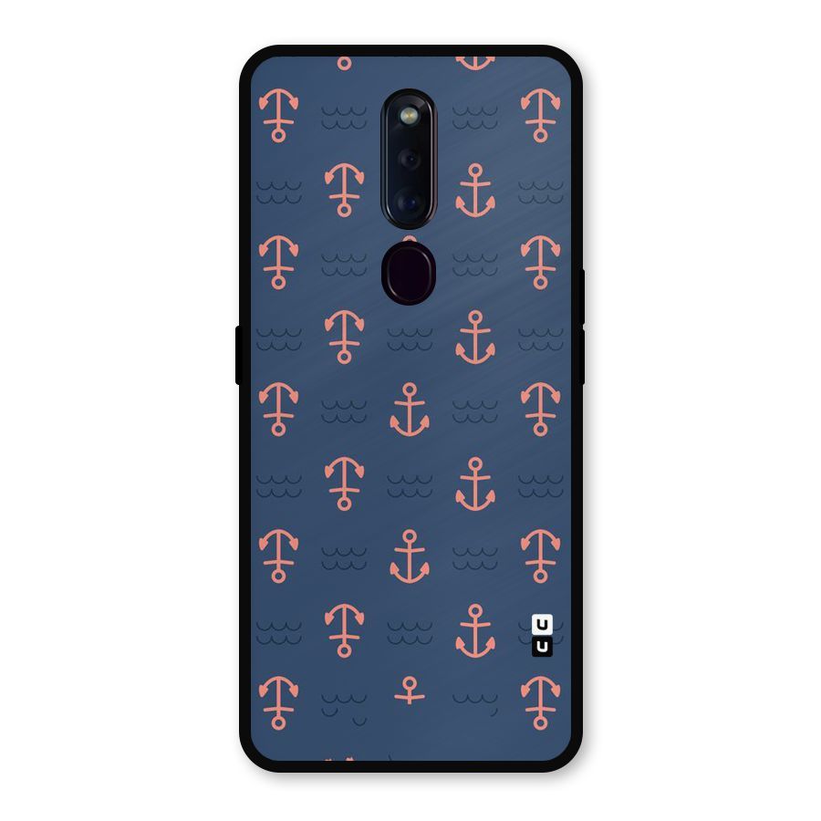 Anchor Sea Blue Metal Back Case for Oppo F11 Pro