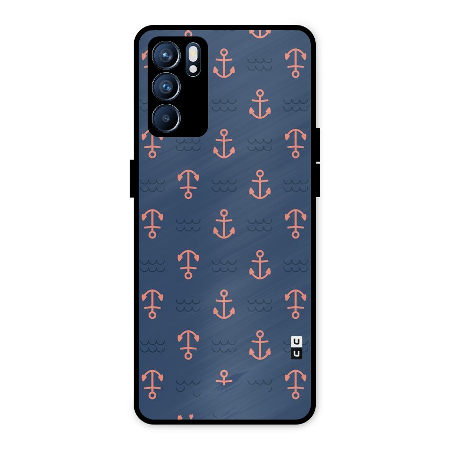 Anchor Sea Blue Metal Back Case for Oppo Reno6 5G
