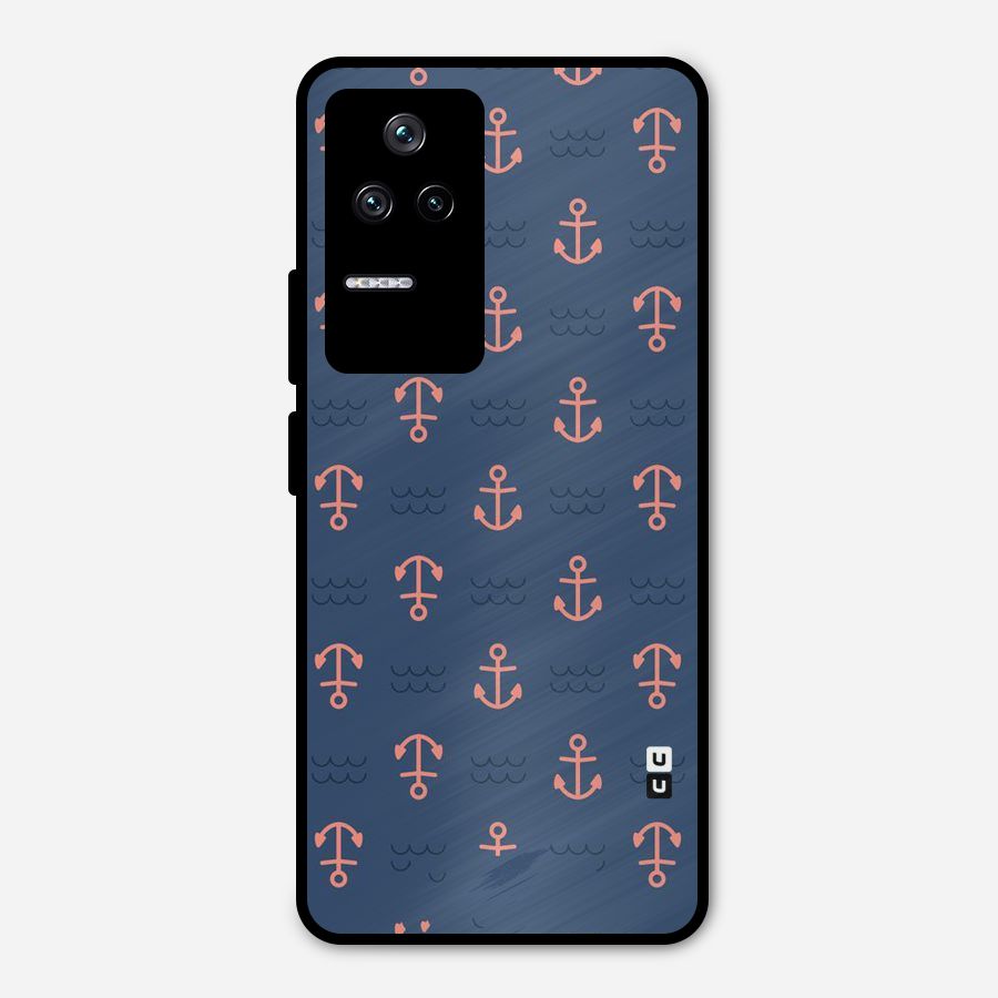 Anchor Sea Blue Metal Back Case for Poco F4 5G