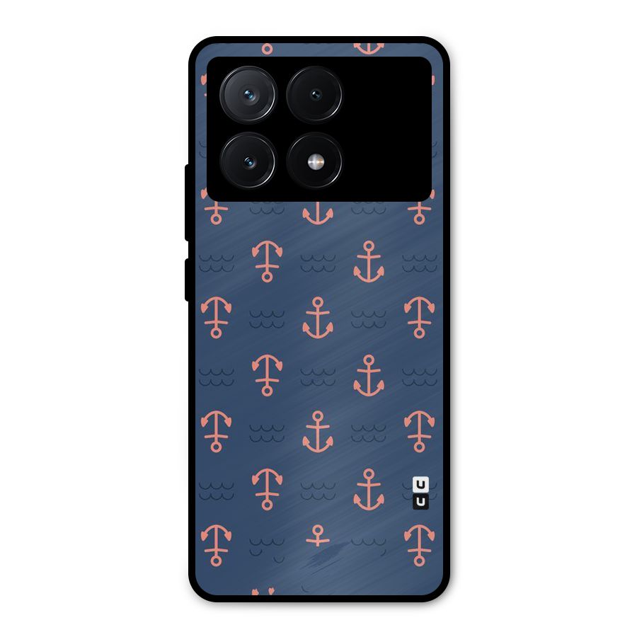 Anchor Sea Blue Metal Back Case for Poco X6 Pro