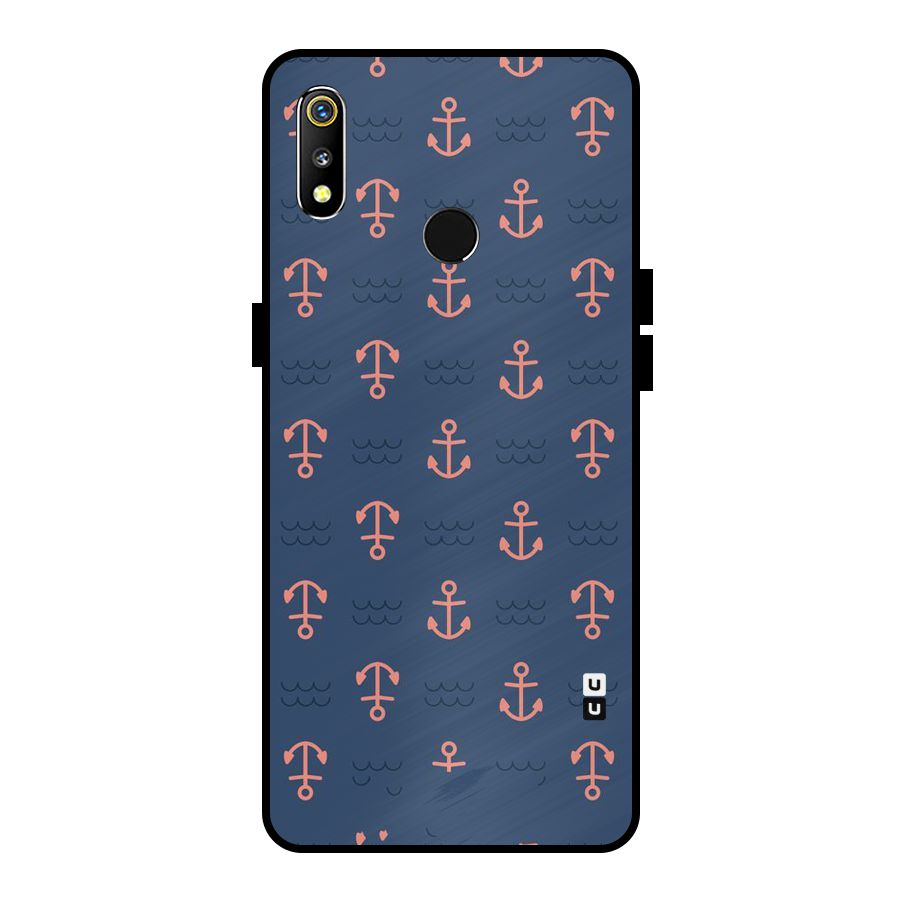 Anchor Sea Blue Metal Back Case for Realme 3i