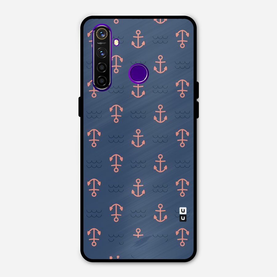 Anchor Sea Blue Metal Back Case for Realme 5 Pro