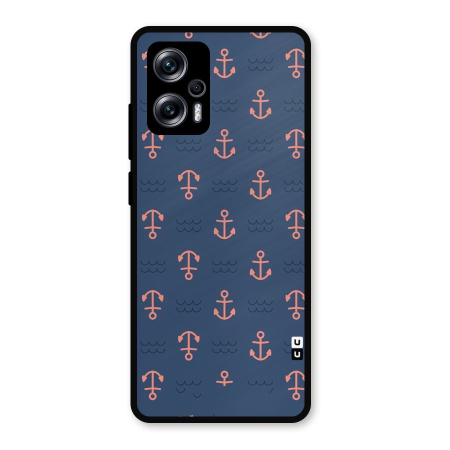 Anchor Sea Blue Metal Back Case for Redmi K50i