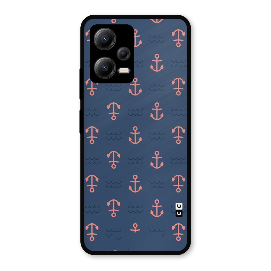 Anchor Sea Blue Metal Back Case for Redmi Note 12 5G