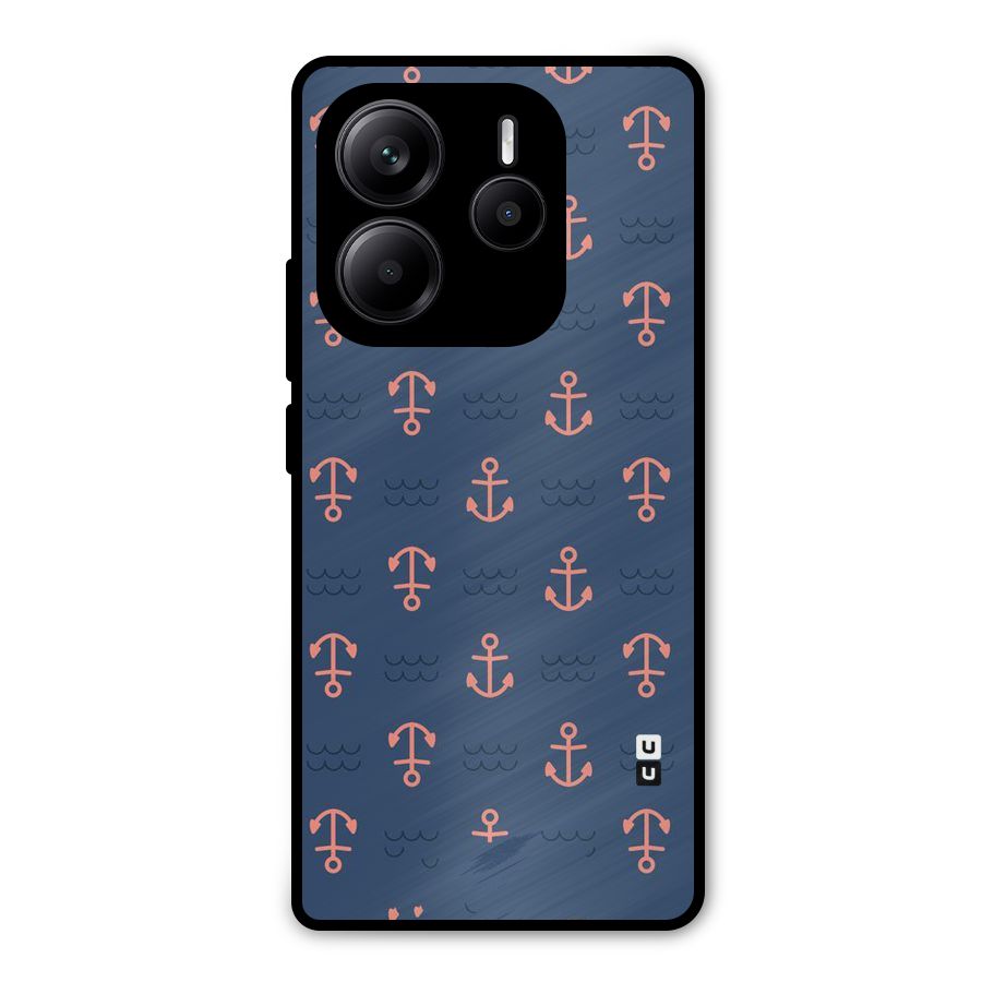 Anchor Sea Blue Metal Back Case for Redmi Note 14 5G