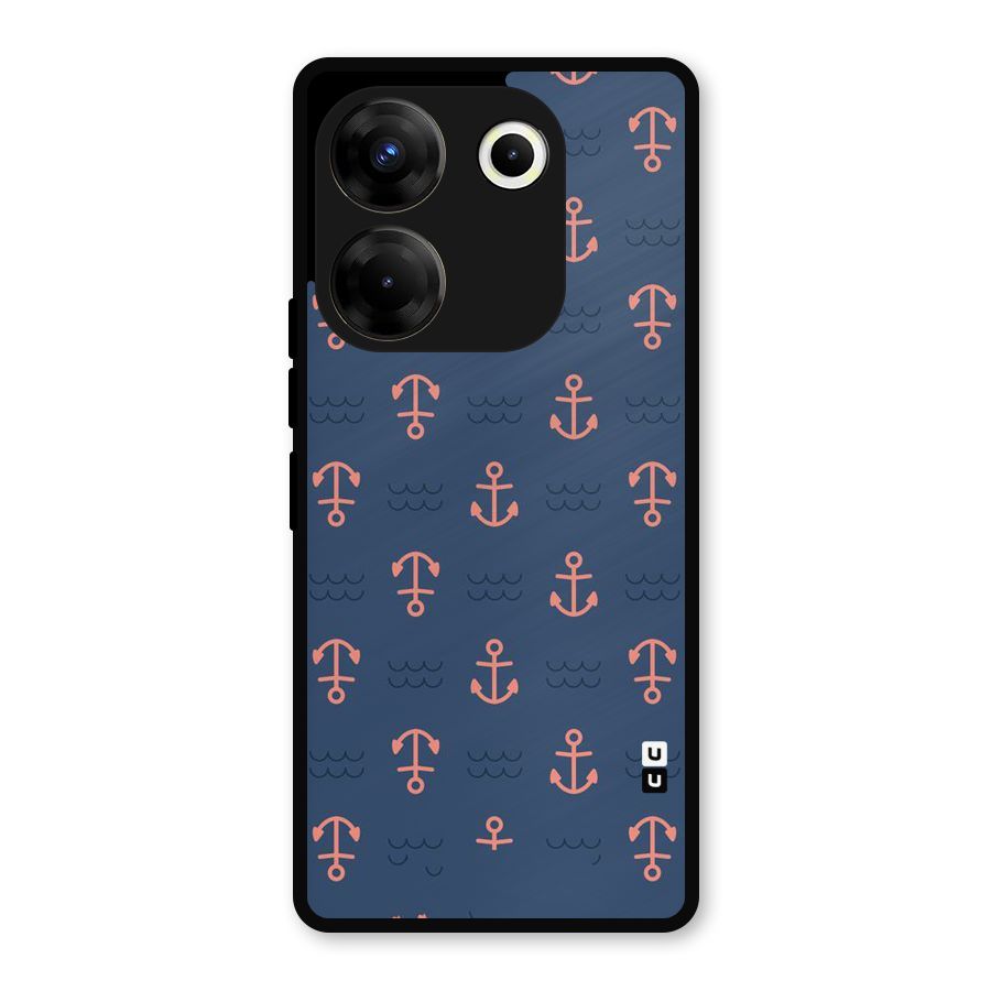 Anchor Sea Blue Metal Back Case for Tecno Camon 20 Pro