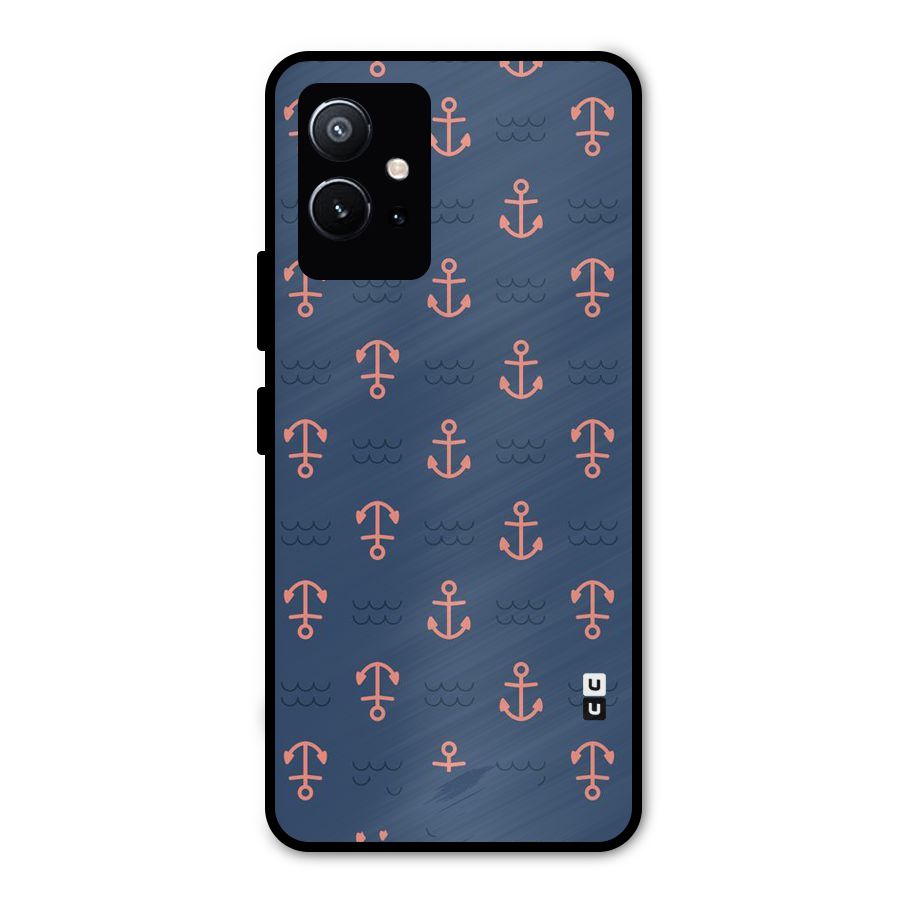 Anchor Sea Blue Metal Back Case for Vivo T1 5G