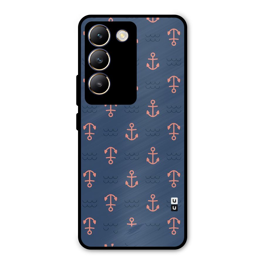 Anchor Sea Blue Metal Back Case for Vivo T3 5G
