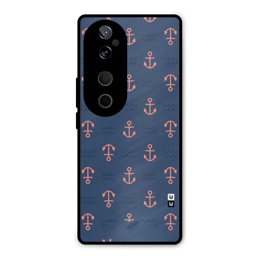 Anchor Sea Blue Metal Back Case for Vivo T3 Ultra