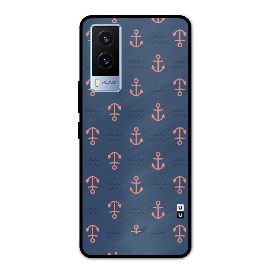 Anchor Sea Blue Metal Back Case for Vivo V21e 5G