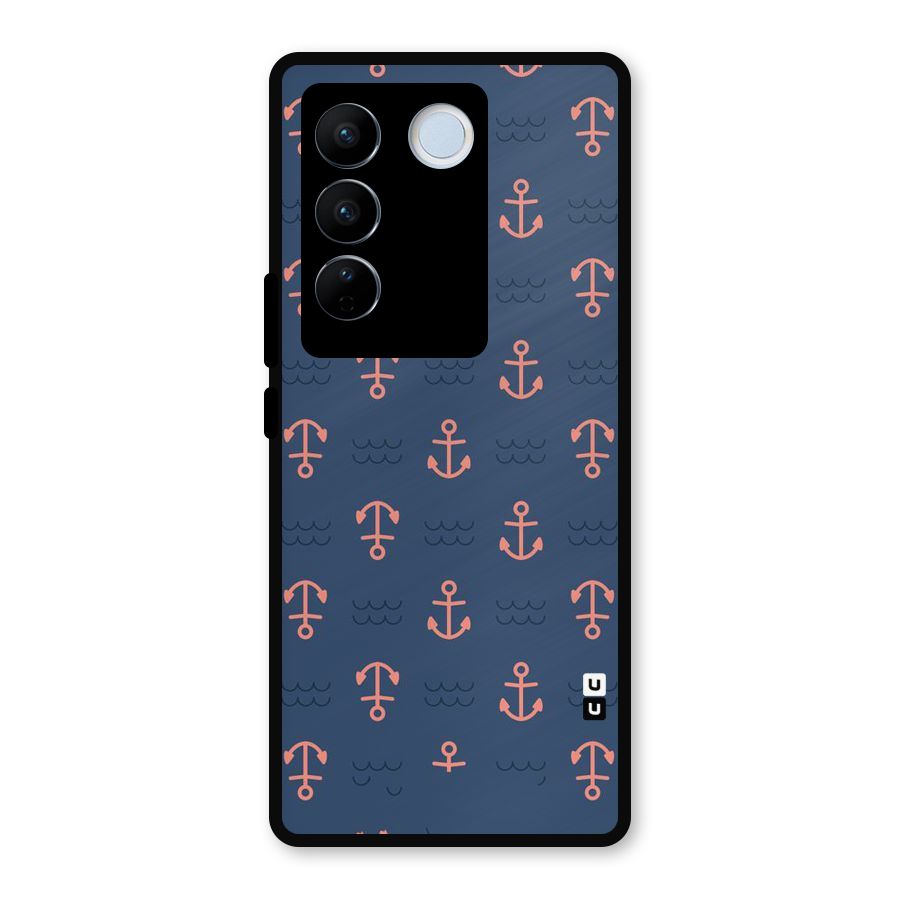 Anchor Sea Blue Metal Back Case for Vivo V27