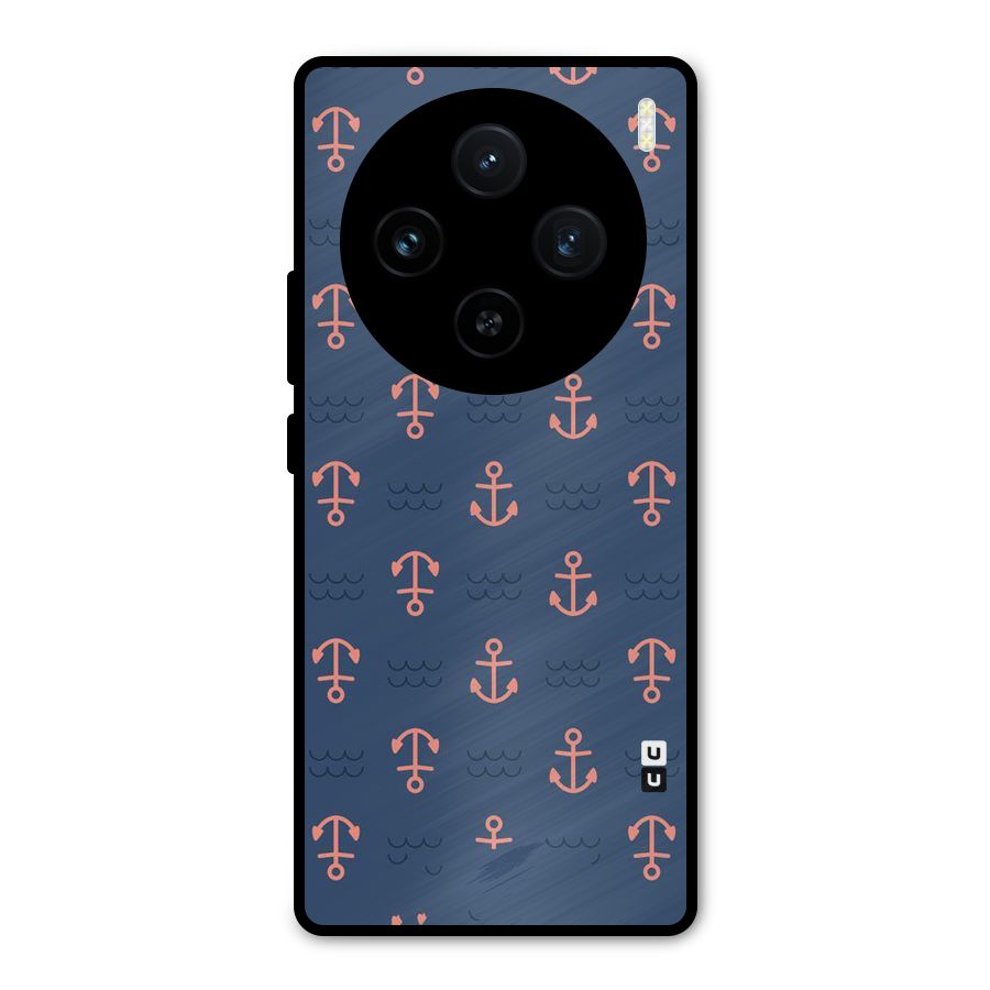 Anchor Sea Blue Metal Back Case for Vivo X100