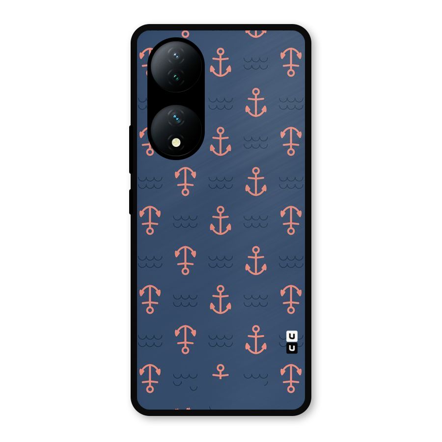 Anchor Sea Blue Metal Back Case for Vivo Y100a