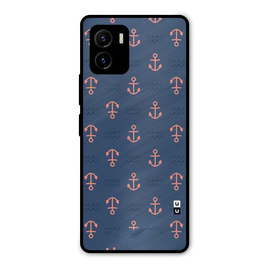 Anchor Sea Blue Metal Back Case for Vivo Y15s