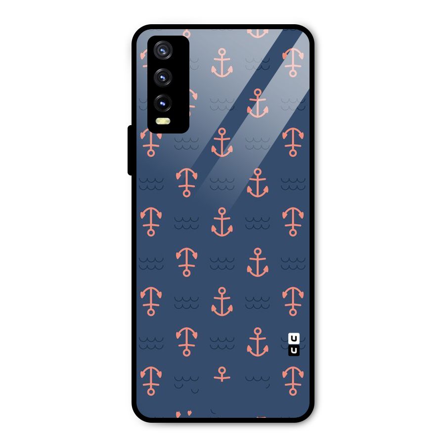 Anchor Sea Blue Metal Back Case for Vivo Y20g