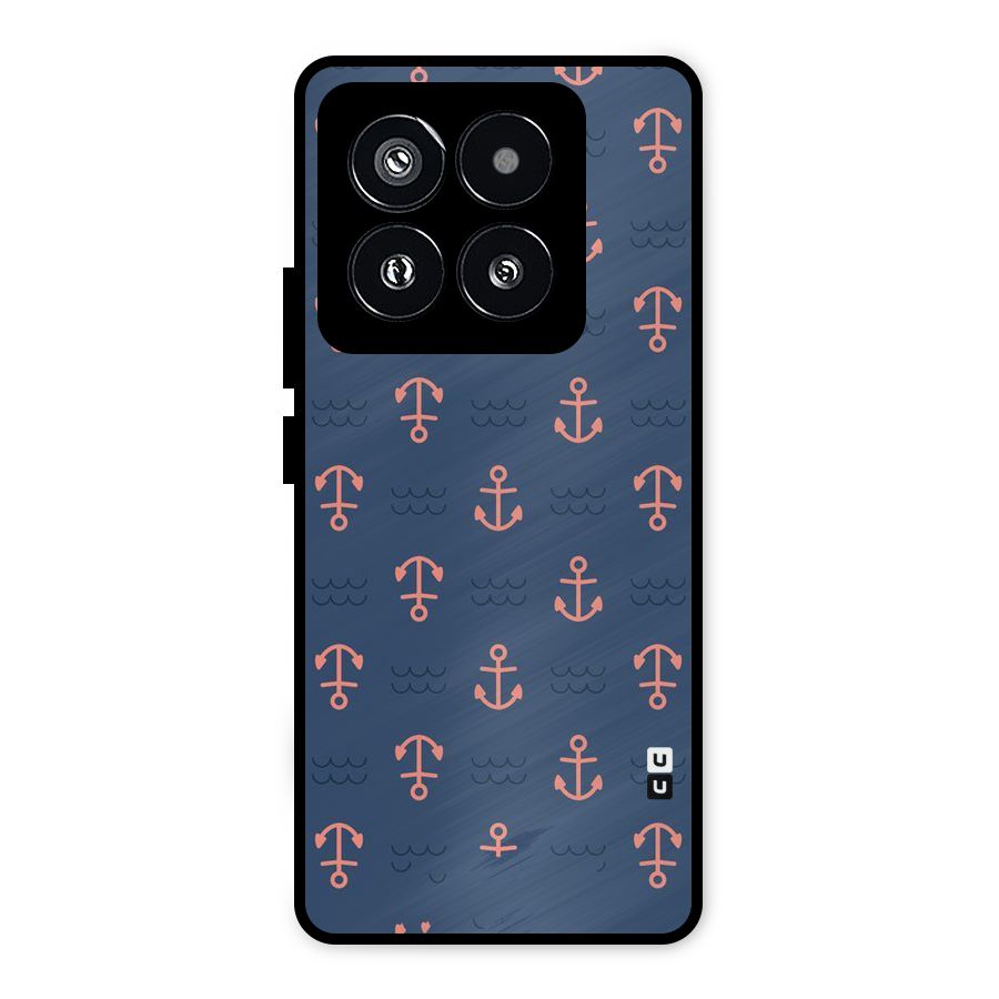 Anchor Sea Blue Metal Back Case for Xiaomi 14 Pro