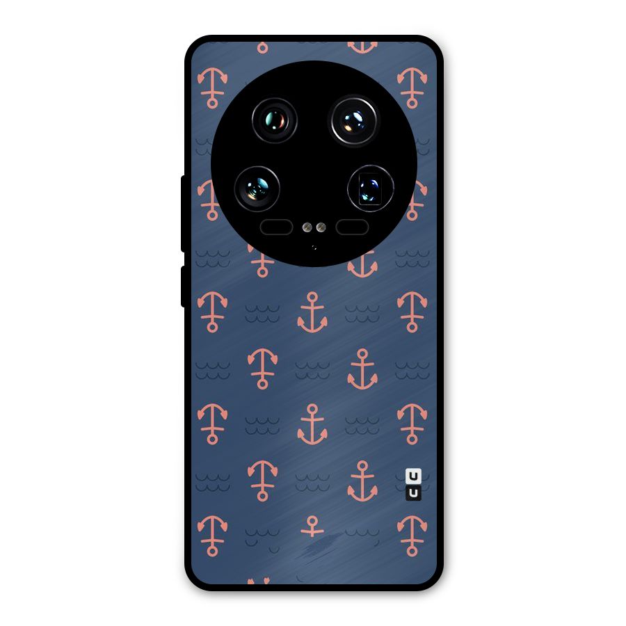 Anchor Sea Blue Metal Back Case for Xiaomi 14 Ultra