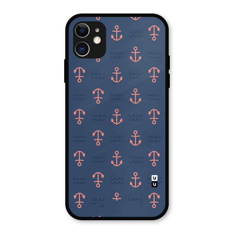 Anchor Sea Blue Metal Back Case for iPhone 11