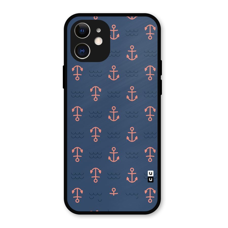 Anchor Sea Blue Metal Back Case for iPhone 12