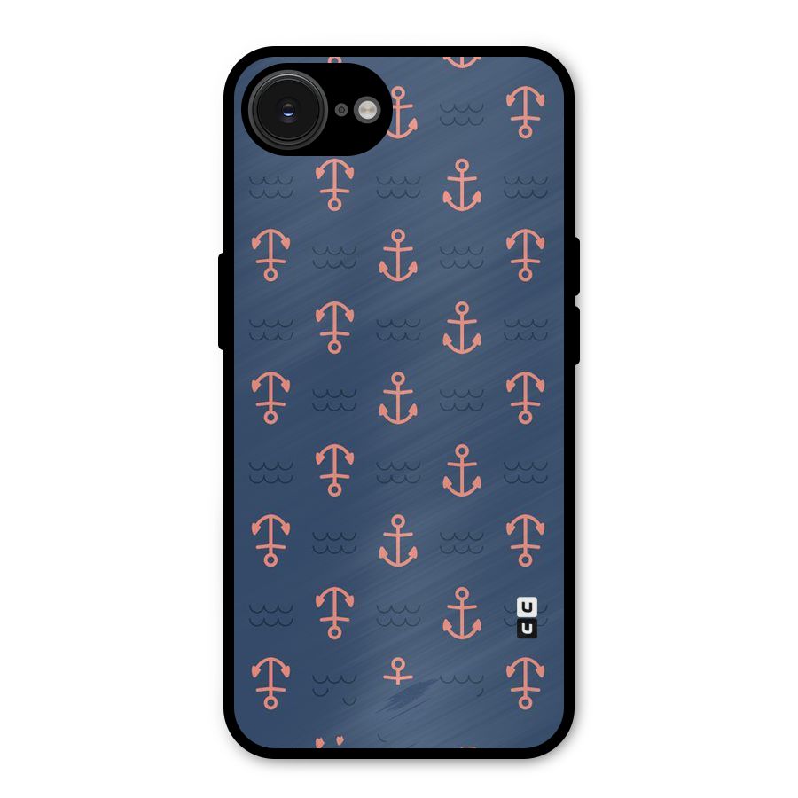 Anchor Sea Blue Metal Back Case for iPhone 16e