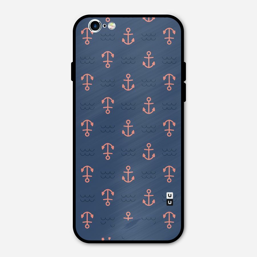 Anchor Sea Blue Metal Back Case for iPhone 6 6s