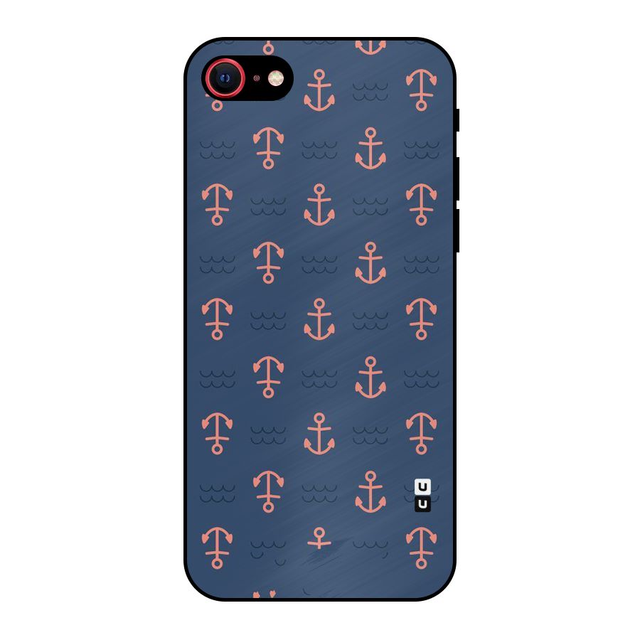 Anchor Sea Blue Metal Back Case for iPhone 8