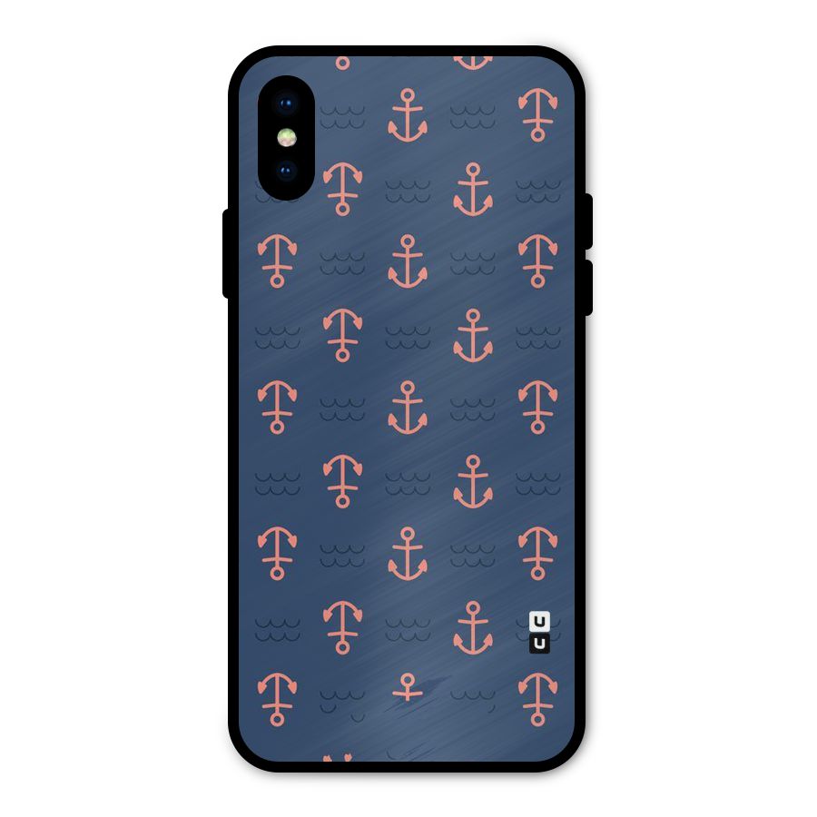 Anchor Sea Blue Metal Back Case for iPhone X