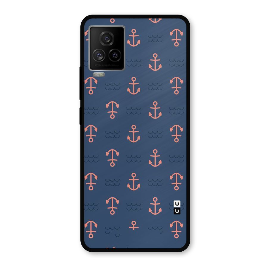 Anchor Sea Blue Metal Back Case for iQOO 7 Legend 5G