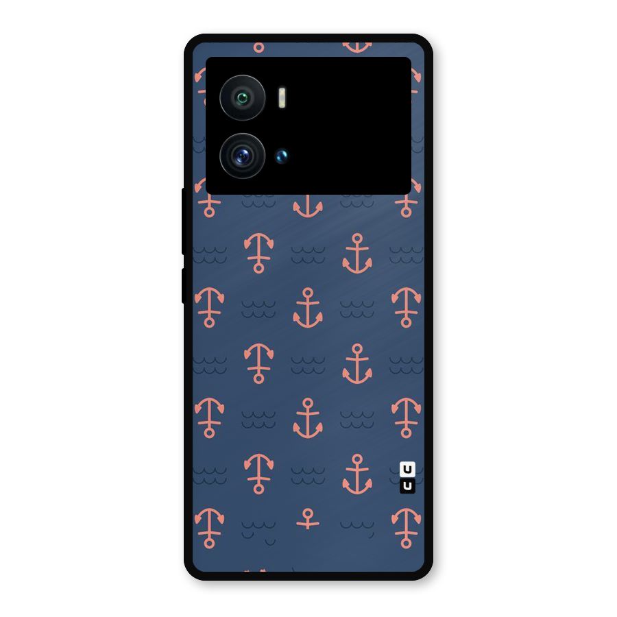 Anchor Sea Blue Metal Back Case for iQOO 9 Pro