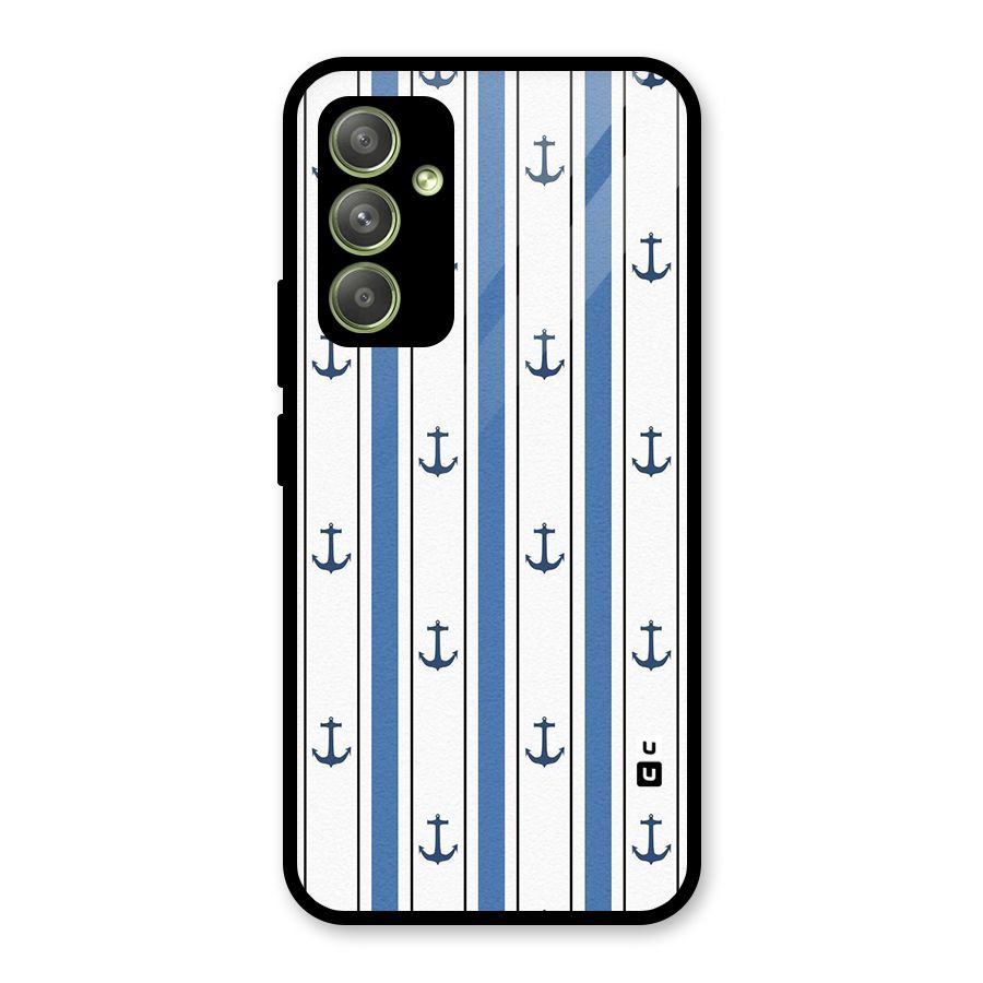 Anchor Stripe Lines Glass Back Case for Galaxy A54