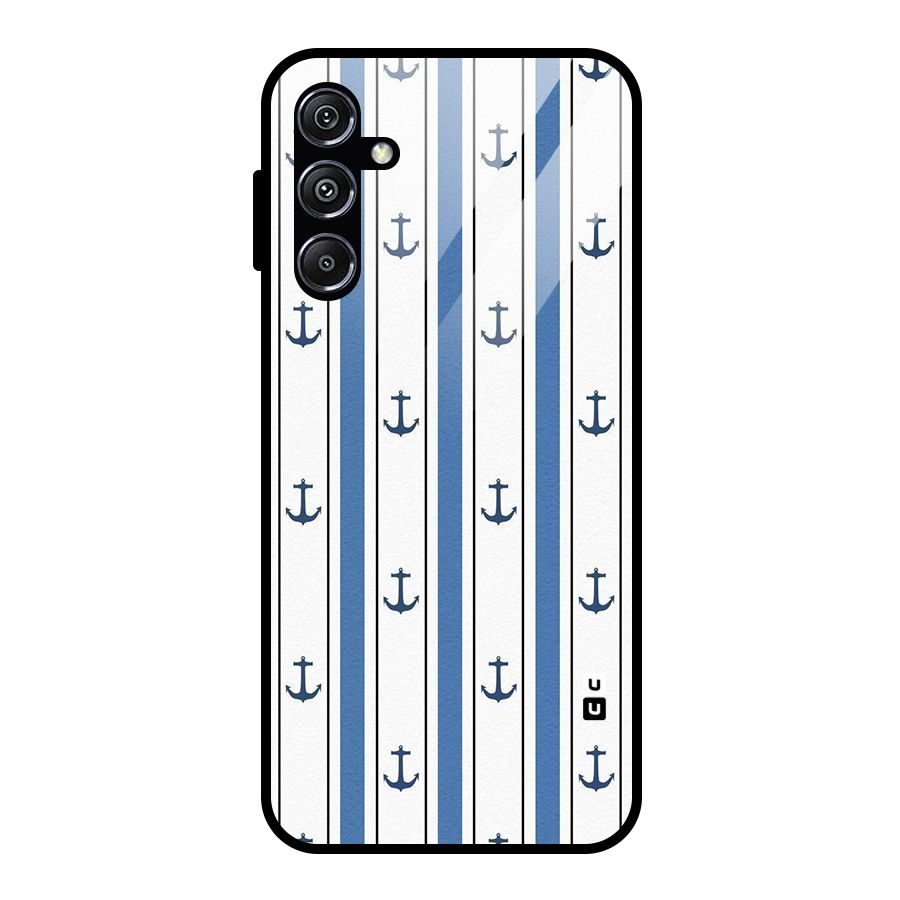 Anchor Stripe Lines Glass Back Case for Galaxy M34 5G