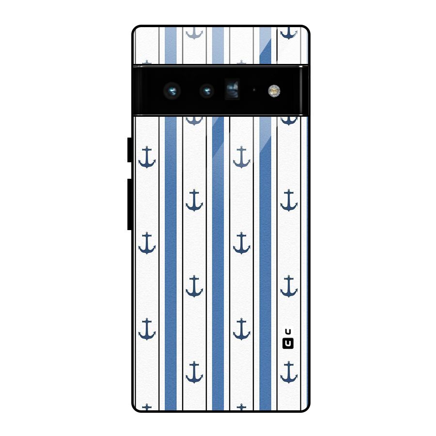 Anchor Stripe Lines Glass Back Case for Google Pixel 6 Pro