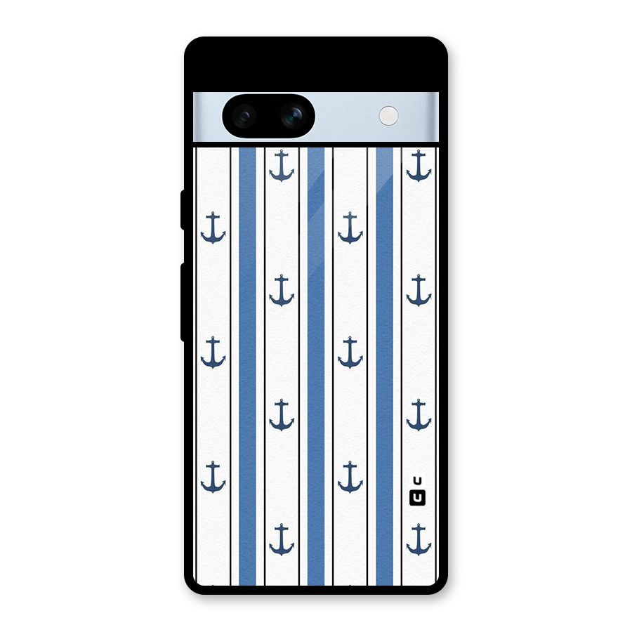Anchor Stripe Lines Glass Back Case for Google Pixel 7a