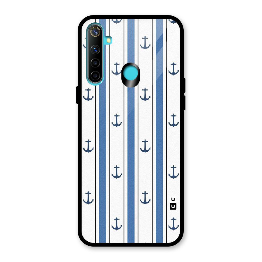 Anchor Stripe Lines Glass Back Case for Realme 5i