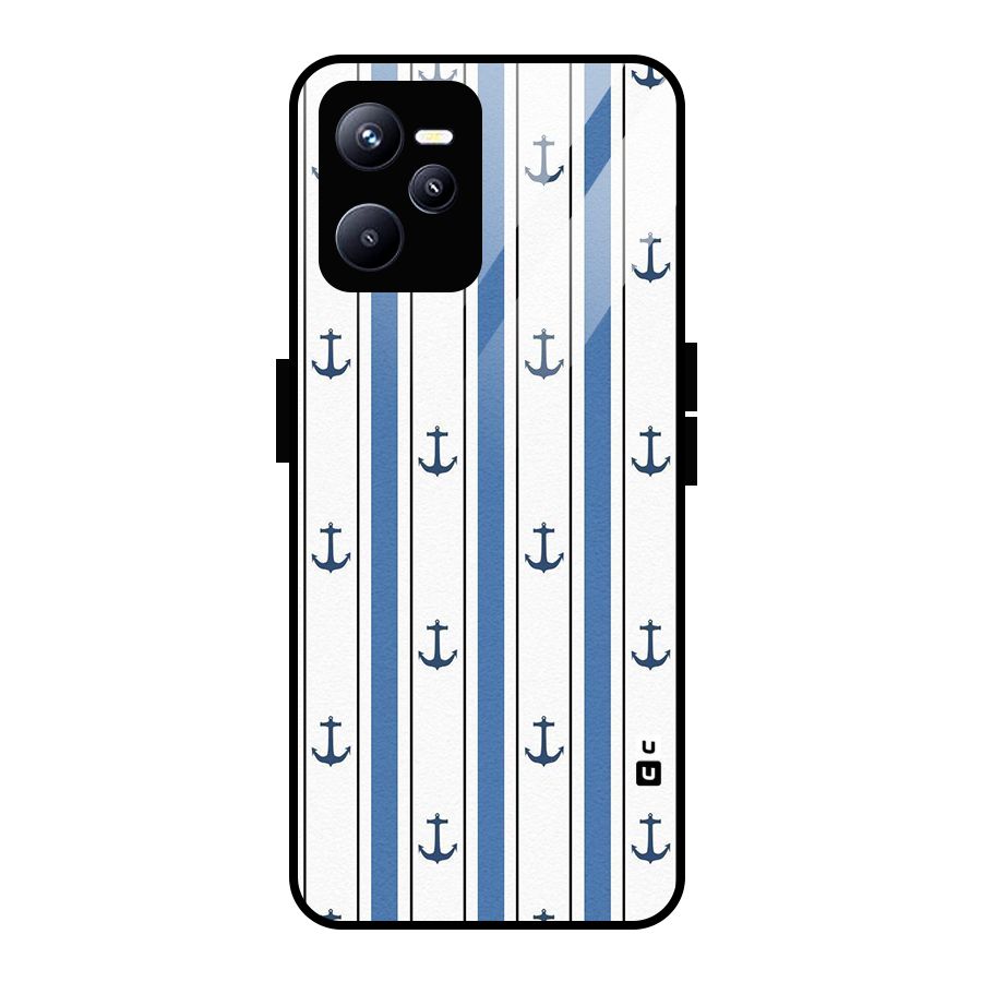 Anchor Stripe Lines Glass Back Case for Realme C35