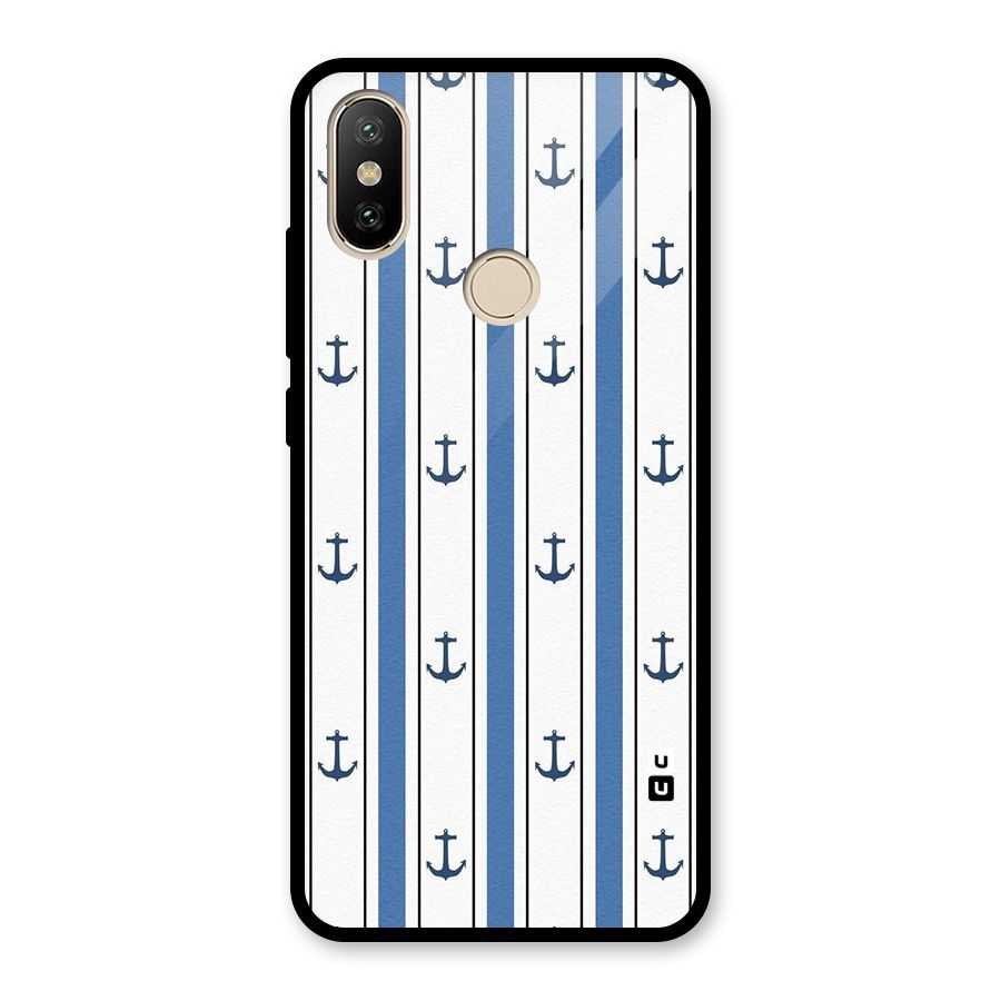 Anchor Stripe Lines Glass Back Case for Redmi A2