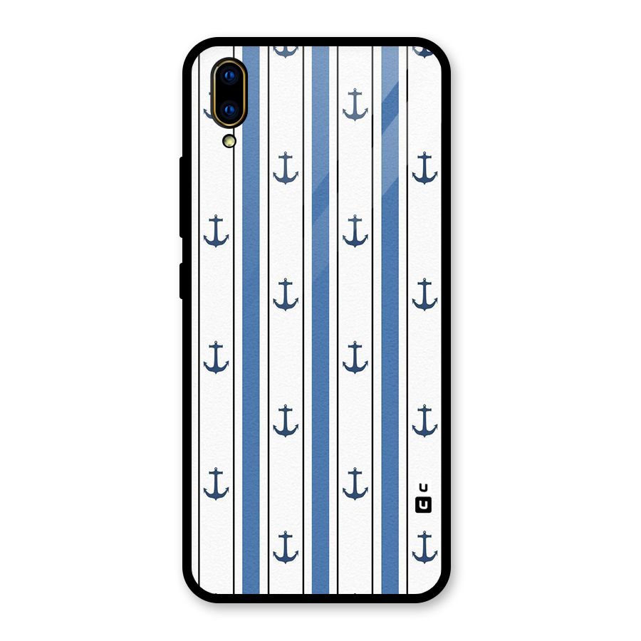 Anchor Stripe Lines Glass Back Case for Vivo V11 Pro