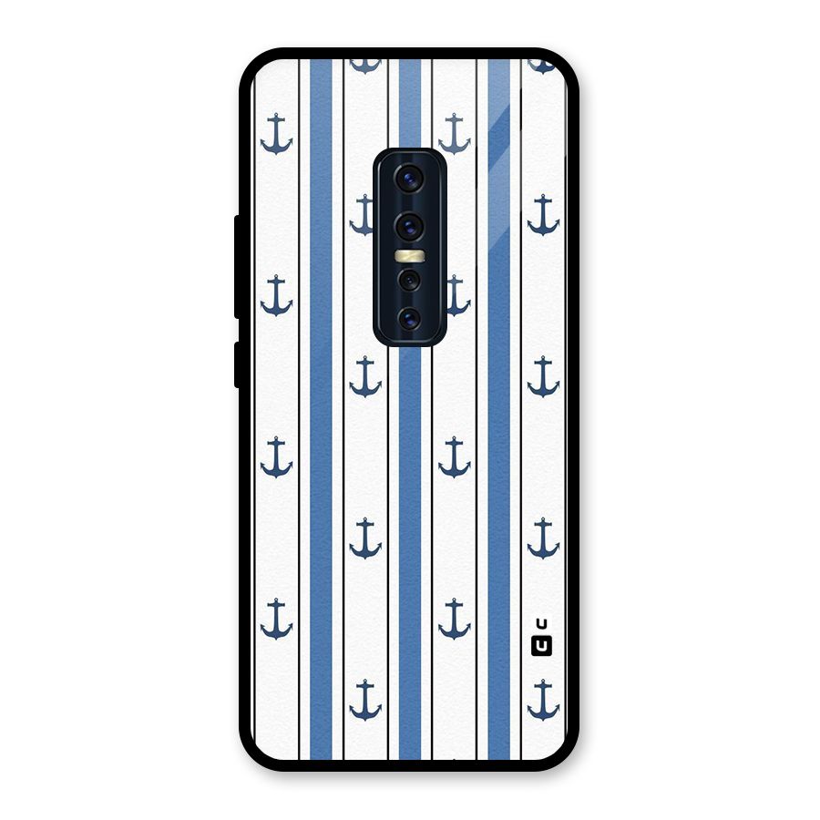 Anchor Stripe Lines Glass Back Case for Vivo V17 Pro
