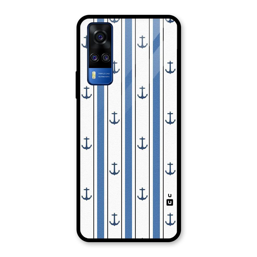 Anchor Stripe Lines Glass Back Case for Vivo Y31